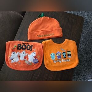 Halloween Baby Bibs and Hat Set - Orange